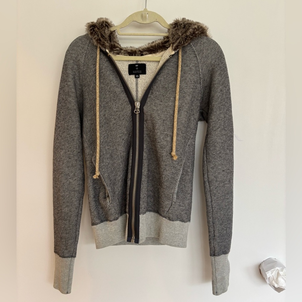 NSF Gorgeous French Terry Hoodie, Faux Fur Hood, Size XS, Like New Condition